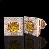 Image 2 : 1.63 ctw Intense Fancy Yellow Diamond Art Deco Earrings 18k Rose Gold - REF-218M2G