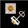 Image 3 : 1.63 ctw Intense Fancy Yellow Diamond Art Deco Earrings 18k Rose Gold - REF-218M2G