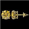 Image 2 : 3 ctw Certified Intense Yellow Diamond Stud Earrings 10k Yellow Gold - REF-527W8H