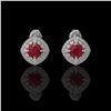 Image 1 : 4.99 ctw Certified Ruby & Diamond Victorian Earrings 14K White Gold - REF-124M8G