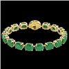 Image 2 : 76 ctw Emerald & Micro Pave Diamond Bracelet 14k Yellow Gold - REF-709H3R