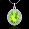 Image 1 : 4.50 ctw Peridot & Micro Pave VS/SI Diamond Necklace 18k White Gold - REF-112N8F