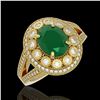 Image 1 : 4.55 ctw Certified Emerald & Diamond Victorian Ring 14K Yellow Gold - REF-143W6H