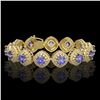 Image 1 : 38.1 ctw Tanzanite & Diamond Victorian Bracelet 14K Yellow Gold - REF-1136Y8X