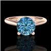Image 2 : 1.36 ctw Fancy Intense Blue Diamond Art Deco Ring 18k Rose Gold - REF-170F5M