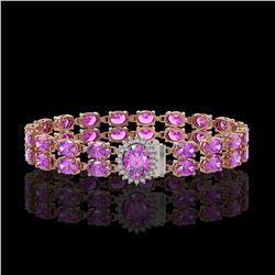 24.82 ctw Amethyst & Diamond Bracelet 14K Rose Gold - REF-218N2F