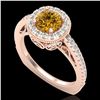 Image 1 : 1.55 ctw Intense Fancy Yellow Diamond Art Deco Ring 18k Rose Gold - REF-200X2A