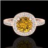 Image 2 : 1.55 ctw Intense Fancy Yellow Diamond Art Deco Ring 18k Rose Gold - REF-200X2A