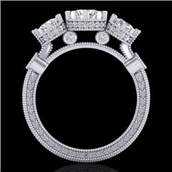 1.75 ctw VS/SI Diamond Solitaire Art Deco 3 Stone Ring 18k White Gold - REF-309X3A