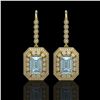 Image 1 : 11.32 ctw Aquamarine & Diamond Victorian Earrings 14K Yellow Gold - REF-327R3K