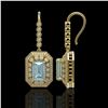 Image 2 : 11.32 ctw Aquamarine & Diamond Victorian Earrings 14K Yellow Gold - REF-327R3K