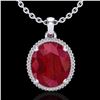 Image 1 : 12 ctw Ruby & Micro Pave VS/SI Diamond Necklace 18k White Gold - REF-104A5N