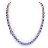 Image 3 : 45.25 ctw Tanzanite & Diamond Eternity Micro Necklace 14k Rose Gold - REF-436R4K