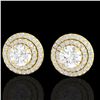 Image 1 : 2 ctw Micro Pave VS/SI Diamond Certified Stud Earrings 18k Yellow Gold - REF-263R6K