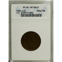 1804 1/2 C Plain 4, No Stems--Scratched--ANACS. XF40 D