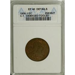 1806 1/2 C Small 6, No Stems--Damaged, Tooled--ANACS.