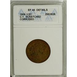 1806 1/2 C Small 6, No Stems--Corroded, Scratched--ANA