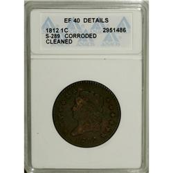 1812 1C Large Date--Cleaned, Corroded--ANACS. XF40 Det