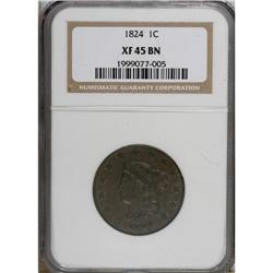 1824 1C XF45 NGC. NGC Census: (3/50). PCGS Populat