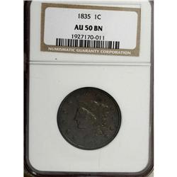 1835 1C Head of 1836 AU50 NGC. NGC Census: (7/120)