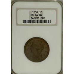1850 1C MS64 Brown NGC. NGC Census: (135/139). PCG