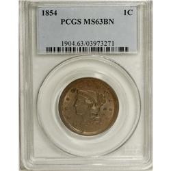 1854 1C MS63 Brown PCGS. PCGS Population (65/98).