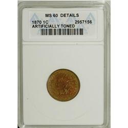 1870 1C Brown--Artificially Toned--ANACS. MS60 Detai