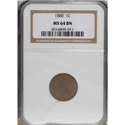 1880 1C MS64 Brown NGC. NGC Census: (63/58). PCGS