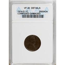 1914-D 1C --Corroded, Damaged--ANACS. VF20 Details.