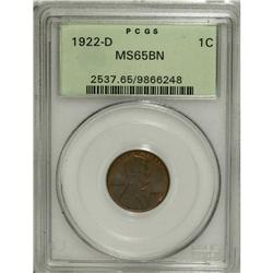 1922-D 1C MS65 Brown PCGS. PCGS Population (5/0).