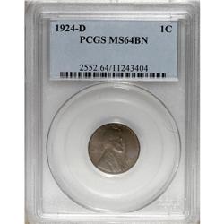1924-D 1C MS64 Brown PCGS. PCGS Population (18/10)
