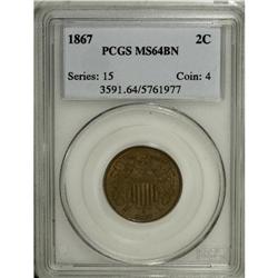 1867 2C MS64 Brown PCGS. PCGS Population (21/2). N