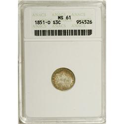 1851-O 3CS MS61 ANACS. NGC Census: (11/275). PCGS