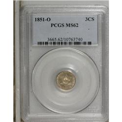 1851-O 3CS MS62 PCGS. PCGS Population (45/209). NG