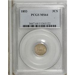 1853 3CS MS64 PCGS. PCGS Population (148/149). NGC