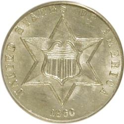 1860 3CS MS63 PCGS. PCGS Population (60/91). NGC Censu