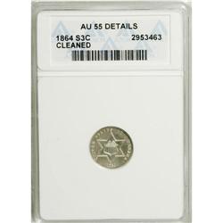 1864 3CS --Cleaned--ANACS. AU55 Details. NGC Census