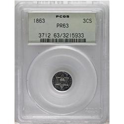 1863 3CS PR63 PCGS. PCGS Population (48/74). NGC C