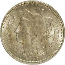 1866 3CN MS64 PCGS. PCGS Population (160/69). NGC Cens