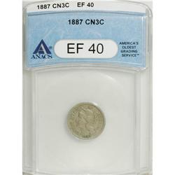 1887 3CN XF40 ANACS. NGC Census: (1/72). PCGS Popu