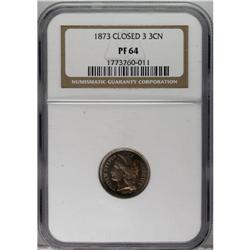1873 3CN Closed 3 PR64 NGC. NGC Census: (150/120).