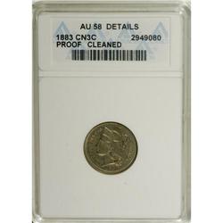1883 3CN --Cleaned--ANACS. AU58 Details. NGC Census