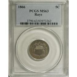 1866 5C Rays MS63 PCGS. PCGS Population (306/538).