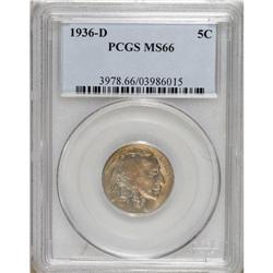 1936-D 5C MS66 PCGS. PCGS Population (601/58). NGC