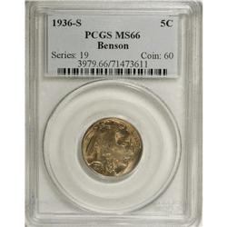 1936-S 5C MS66 PCGS. Ex: Benson. PCGS Population (