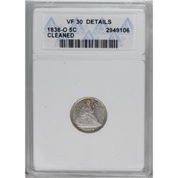 1838-O H10C No Stars--Cleaned--ANACS. VF30 Details.