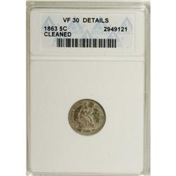 1863 H10C --Cleaned--ANACS. VF30 Details. NGC Censu