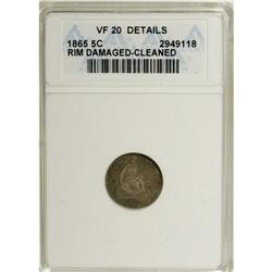 1865 H10C --Cleaned, Rim Damaged--ANACS. VF20 Details