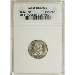 1814 10C Large Date--Cleaned, Tooled--ANACS. AU55 Deta