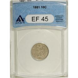 1881 10C XF45 ANACS. NGC Census: (2/52). PCGS Popu